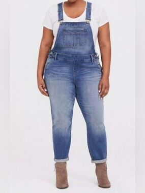 Torrid Light Blue Faded Denim Overalls Size 22